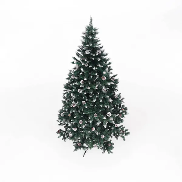 Vianočný stromček so šiškami, posnežený, 220 cm, CHRISTMAS TYP 4