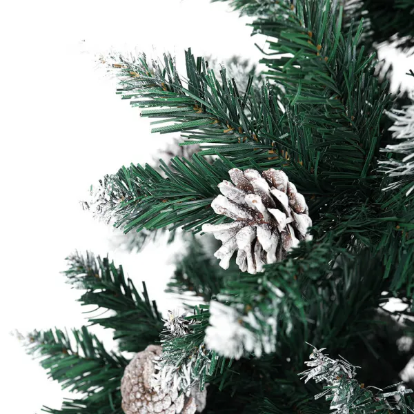 Vianočný stromček so šiškami, posnežený, 220 cm, CHRISTMAS TYP 4