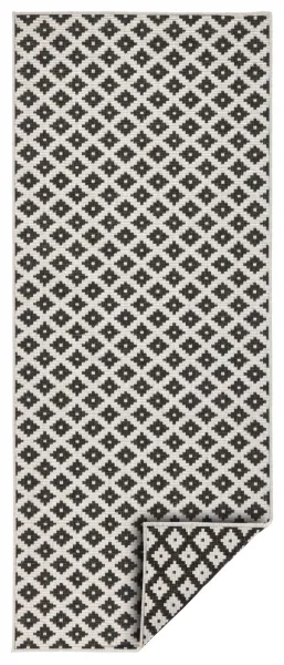 NORTHRUGS - Hanse Home koberce Kusový koberec Twin-Wendeteppiche 103124 schwarz creme – na von aj na doma - 80x350 cm