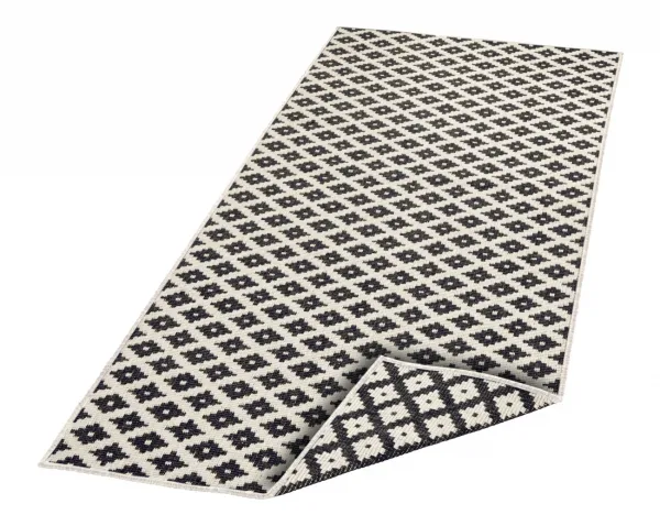 NORTHRUGS - Hanse Home koberce Kusový koberec Twin-Wendeteppiche 103124 schwarz creme – na von aj na doma - 80x350 cm