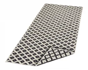 NORTHRUGS - Hanse Home koberce Kusový koberec Twin-Wendeteppiche 103124 schwarz creme – na von aj na doma - 80x350 cm