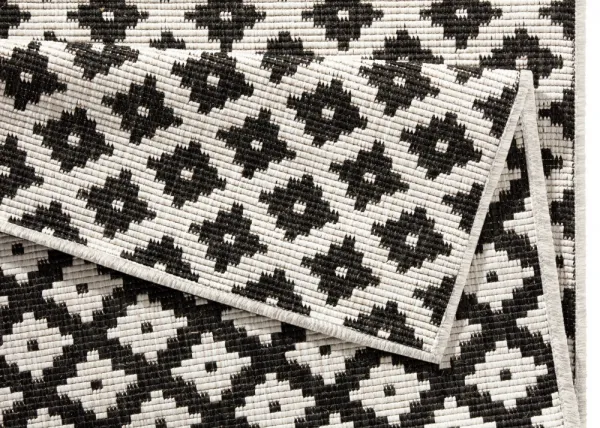 NORTHRUGS - Hanse Home koberce Kusový koberec Twin-Wendeteppiche 103124 schwarz creme – na von aj na doma - 80x350 cm