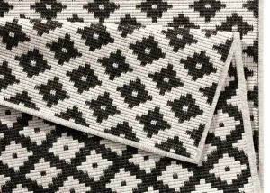NORTHRUGS - Hanse Home koberce Kusový koberec Twin-Wendeteppiche 103124 schwarz creme – na von aj na doma - 80x350 cm