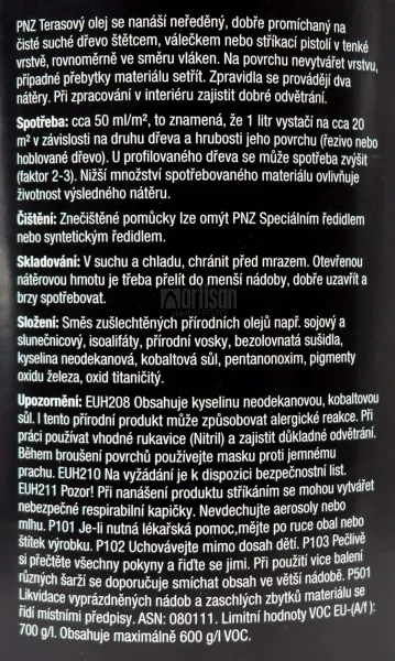 PNZ Terasový olej 2.5 l Čierny