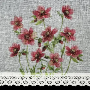 ArtFir Záclona ISA P | červené kvety 150 x 60 cm