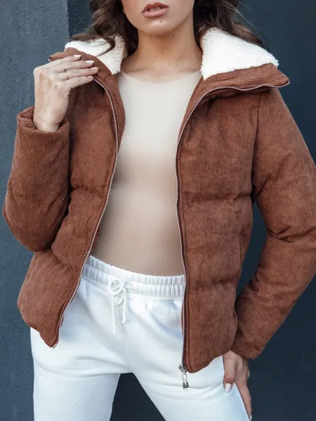 Dámska módna hnedá zimná bunda Trendyglam