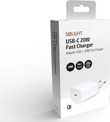 Solight univerzální napájecí adaptér USB-C 20W, bílá