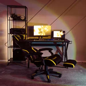 JAKS Herná stolička čierno žltá látka Maximo