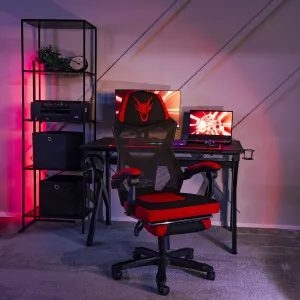 JAKS Herná stolička čierno červená látka Bing
