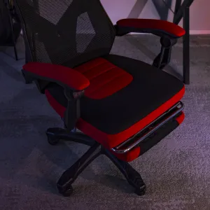 JAKS Herná stolička čierno červená látka Bing