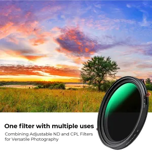 K&F Concept K&F 49MM, séria D, multifunkčný filter CPL+variabilný/fader ND 2~32, HD, vodotesný, odolný proti poškriabaniu 35551