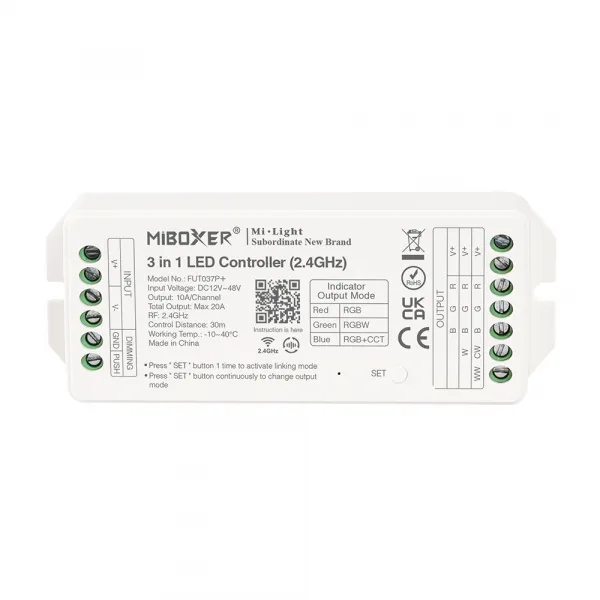 LED RGB / RGBW / RGB Dual White prijímač 3 in 1 20A - 2,4GHz (FUT037P+)