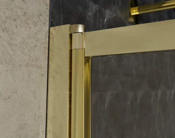 BESCO - Vaňová zástena EASY SLIDE GOLD - FARBA rámu - Zlatá, Rozmer A - 100 cm, Smer zatvárania - Univerzálny Ľavé / Pravé, Výplň - Číre bezpečnostné sklo - 4 mm BCEASL100GC