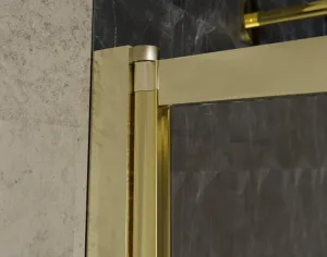 BESCO - Vaňová zástena EASY SLIDE GOLD - FARBA rámu - Zlatá, Rozmer A - 100 cm, Smer zatvárania - Univerzálny Ľavé / Pravé, Výplň - Číre bezpečnostné sklo - 4 mm BCEASL100GC
