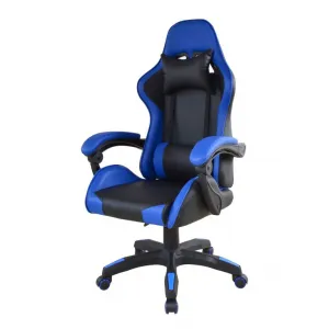 Ergonomická kancelárska stolička s vankúšikmi, čierno-modrá