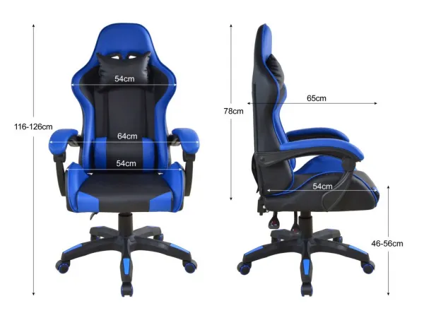Ergonomická kancelárska stolička s vankúšikmi, čierno-modrá