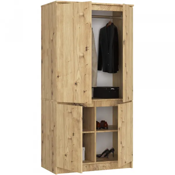 Ak furniture Šatní skříň CLP S90/4D dub artisan
