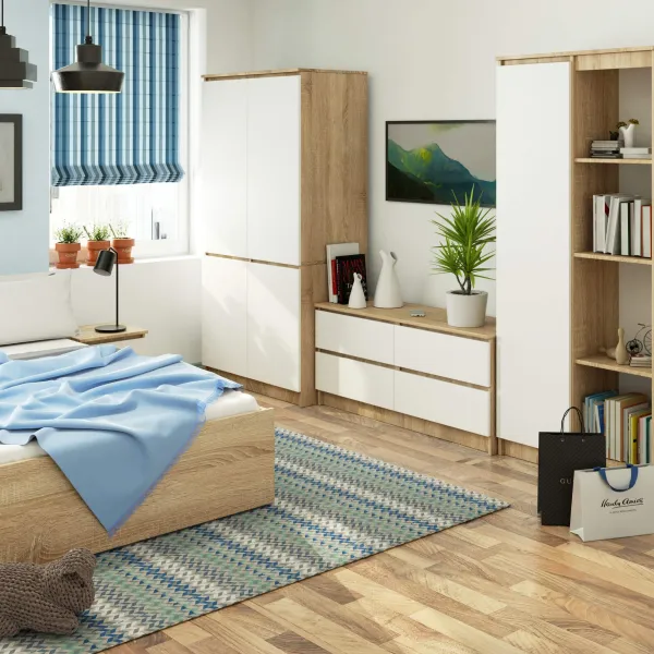Ak furniture Šatní skříň CLP S90/4D dub sonoma/bílá