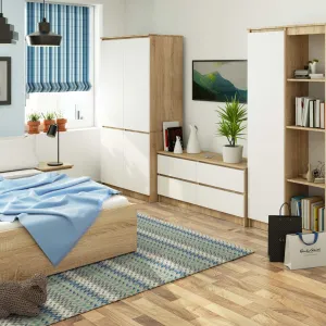 Ak furniture Šatní skříň CLP S90/4D dub sonoma/bílá