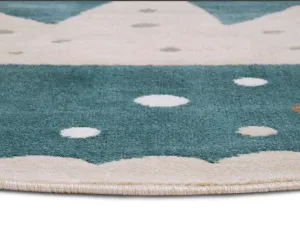 Hanse Home Collection koberce Detský koberček Adventures 105970 Cream Blue - 100x100 (priemer) kruh cm