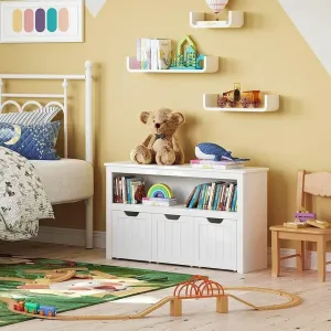 VASAGLE Skrinka na hračky s tromi nádobami biela