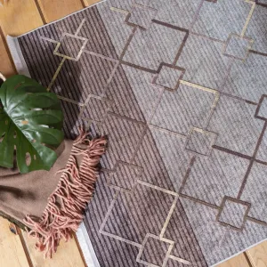 HnedývzorovanýkoberecvškandinávskomštýleŠírka:80cm|Dĺžka:150cm45238_91614