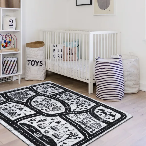 KrémovočiernydetskýkoberecsautíčkamiauličkamiŠírka:80cm|Dĺžka:150cm45279_91782