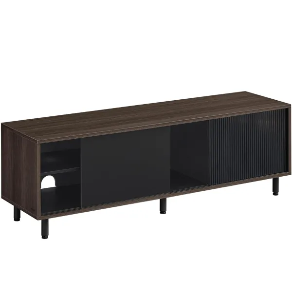 VASAGLE Moderný TV stolík 140 x 45 x 39 cm hnedý čierny