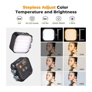 K&F Concept K&F RGB plnofarebné svetlo Vstavaná batéria 21 svetelných efektov Čierna 33642