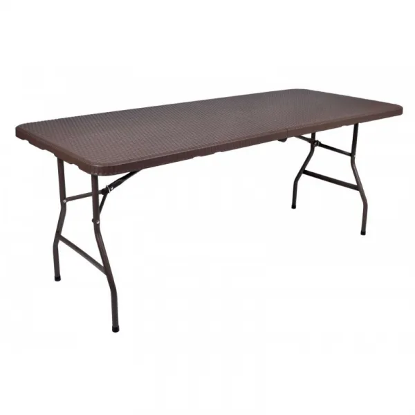 Cateringový stôl RATTAN skladaný v kufríku 180 cm hnedý