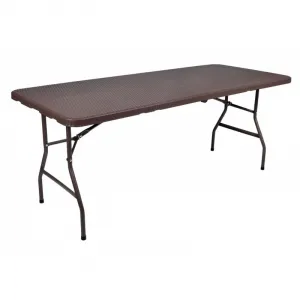 Cateringový stôl RATTAN skladaný v kufríku 180 cm hnedý