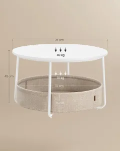 SONGMICS Konferenčný stolík Vasagle Moris 02 75 cm biely/béžový