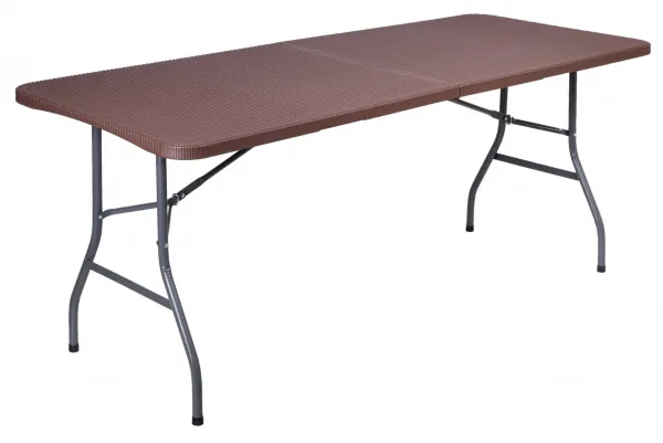 Ratanový hnedý cateringový set stôl 180 cm + 2 lavice