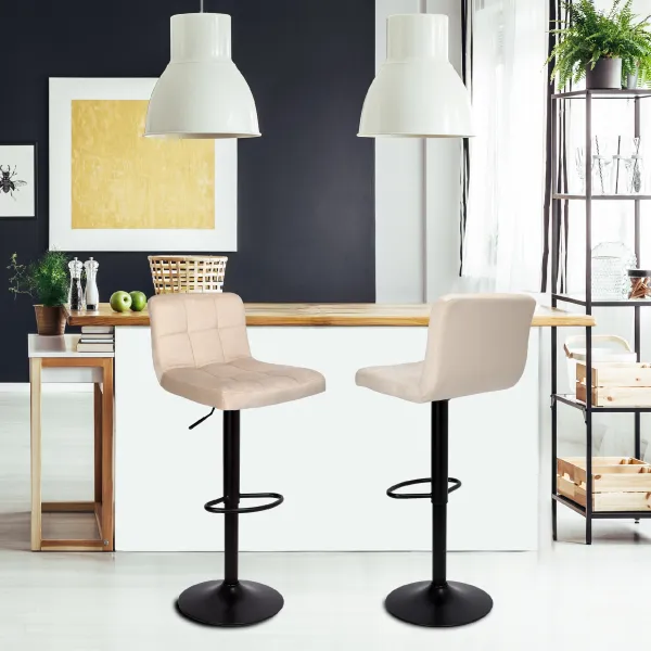 Arako Black beige Velvet bar hocker