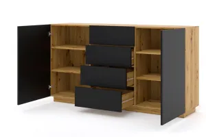 ARTBm Komoda AURA 2D4S | dub artisan/čierny mat