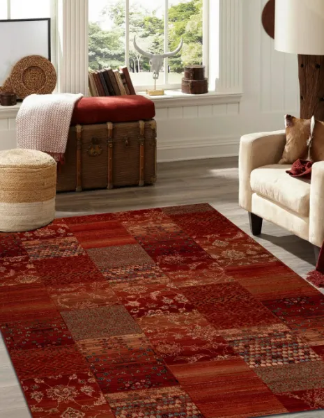 Koberec KASHQAI 4327 300 Patchwork bordový