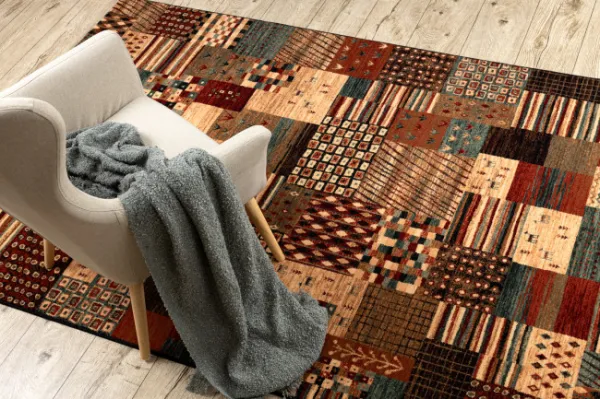 Koberec KASHQAI 4353 990 Patchwork terakota / béžový