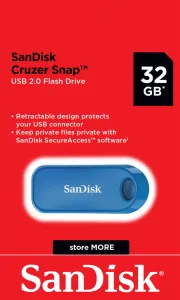 Sandisk Cruzer Snap 2.0 Global 32 GB modrá 85235110