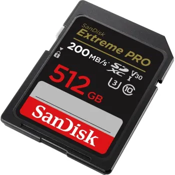 SanDisk Extreme PRO 512 GB SDXC Memory Card 200 MB/s and 140 MB/s, UHS-I, Class 10, U3,... 85235110