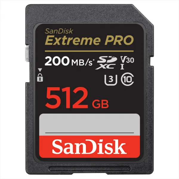SanDisk Extreme PRO 512 GB SDXC Memory Card 200 MB/s and 140 MB/s, UHS-I, Class 10, U3,... 85235110