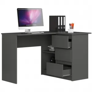 Ak furniture Rohový písací stôl B16 124 cm sivý pravý