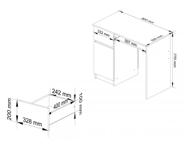 Ak furniture Písací stôl PIKSEL 90 cm biely ľavý
