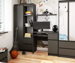 Ak furniture Psací stôl PIKSEL 90 cm grafitově šedý pravý