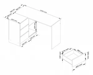 Ak furniture Rohový písací stôl B16 124 cm jelša ľavý