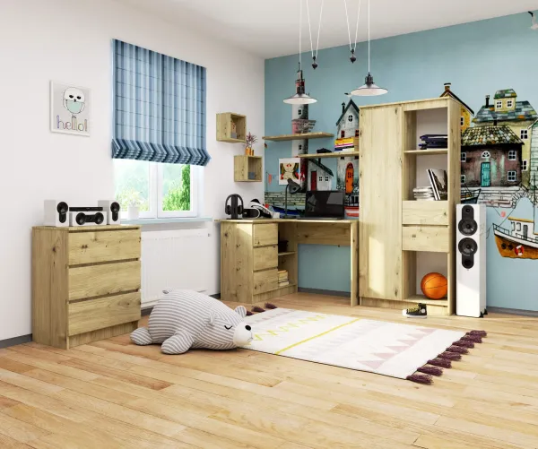 Ak furniture Rohový písací stôl B16 124 cm ľavý dub artisan