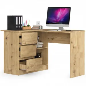 Ak furniture Rohový písací stôl B16 124 cm ľavý dub artisan