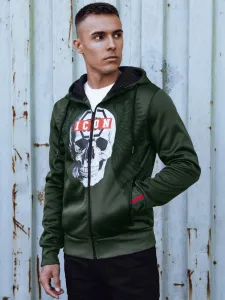 Štýlová pánska mikina s kapucňou na zips- zelená