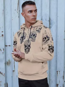 Štýlová pánska mikina s kapucňou - béžová