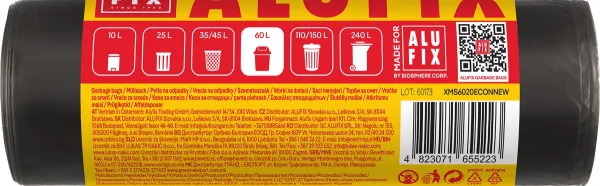 Alufix Vrecia na odpadky 60 l /20 ks, Economy, 13 mic., 59 x 72 cm, čierne, HDPE