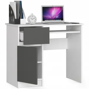 Ak furniture Písací stôl PIKSEL 90 cm biely/grafitovo sivý ľavý
